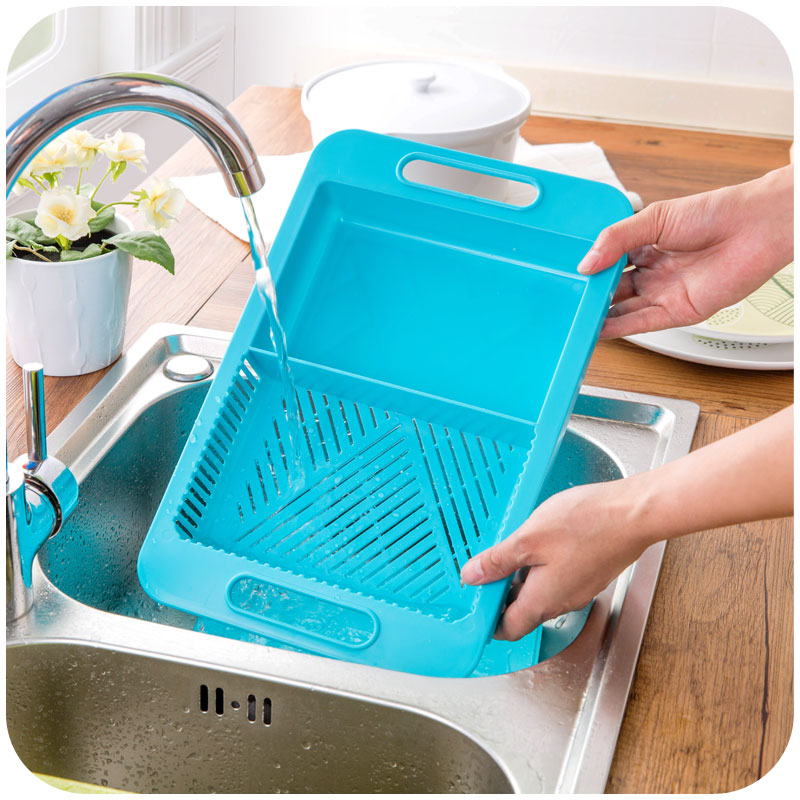Kitchen Cutting Board with Drain Basket
