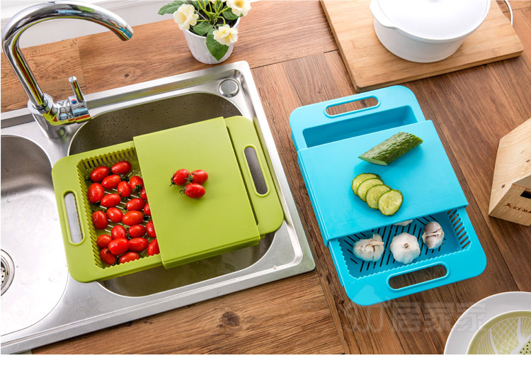 Kitchen Cutting Board with Drain Basket