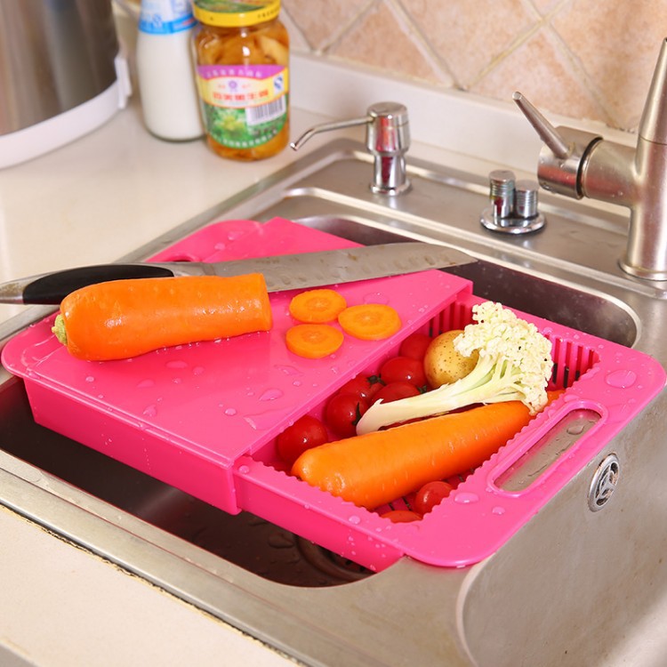 Kitchen Cutting Board with Drain Basket