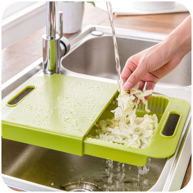 Kitchen Cutting Board with Drain Basket