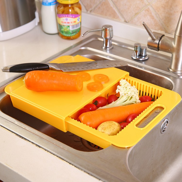 Kitchen Cutting Board with Drain Basket